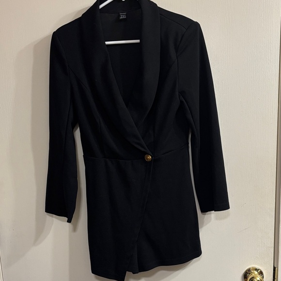 SHEIN Black Long Sleeve Dress with Gold Button - Picture 1 of 4